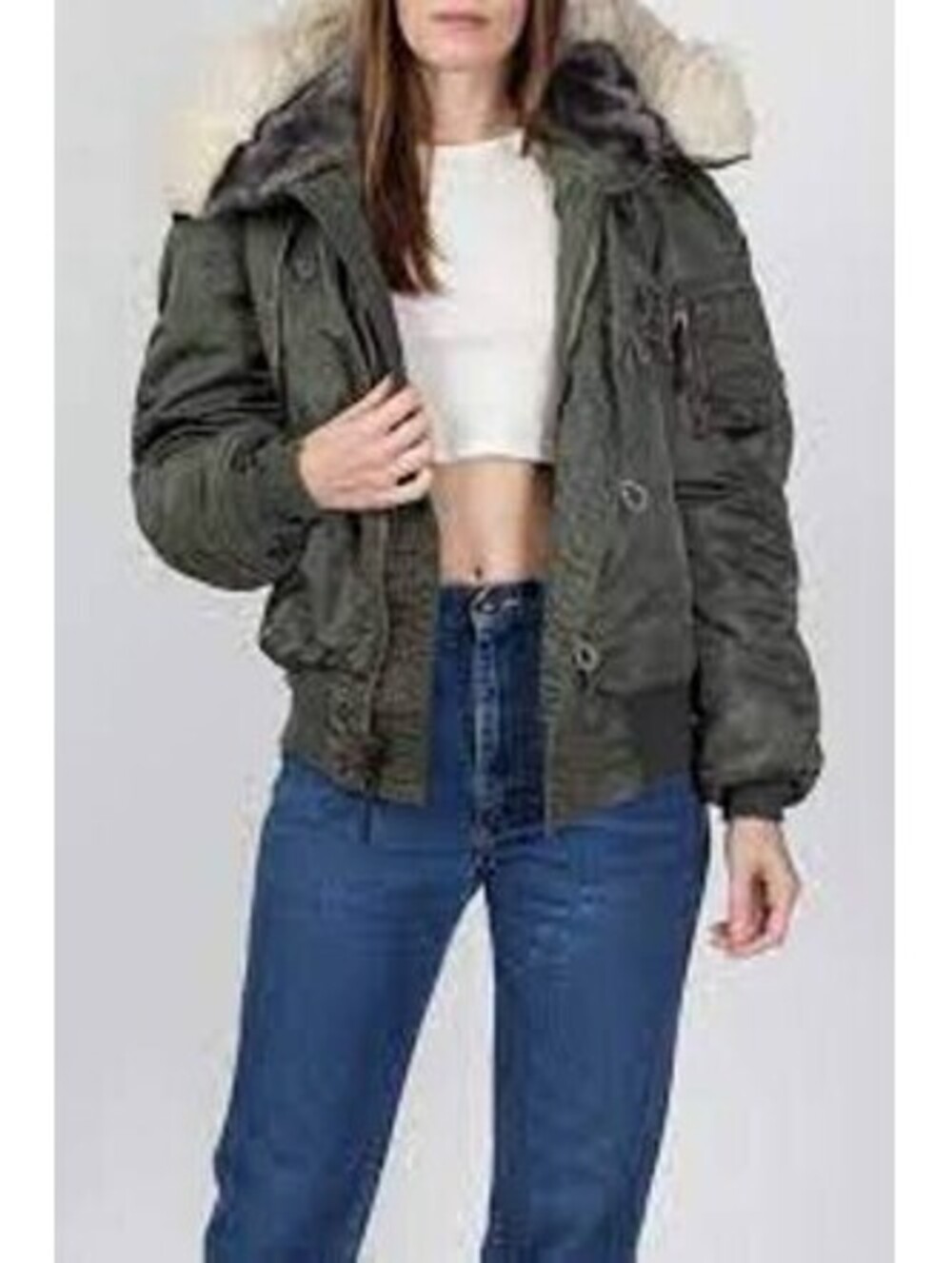 ALPHA INDUSTRIES N-2B Flying Mans Fur Hooded Parka Jacket Budweiser Beer MEDIUM
